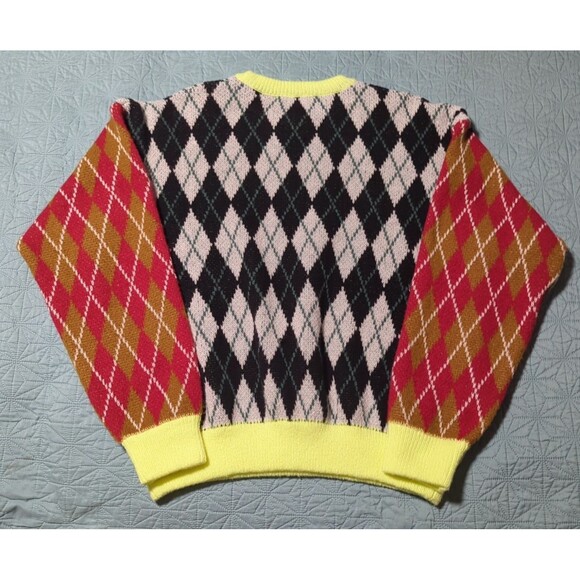 Teddy Fresh Argyle Block Sweater M Sz XL Black White Green Hard to Find YouTuber - Picture 3 of 9